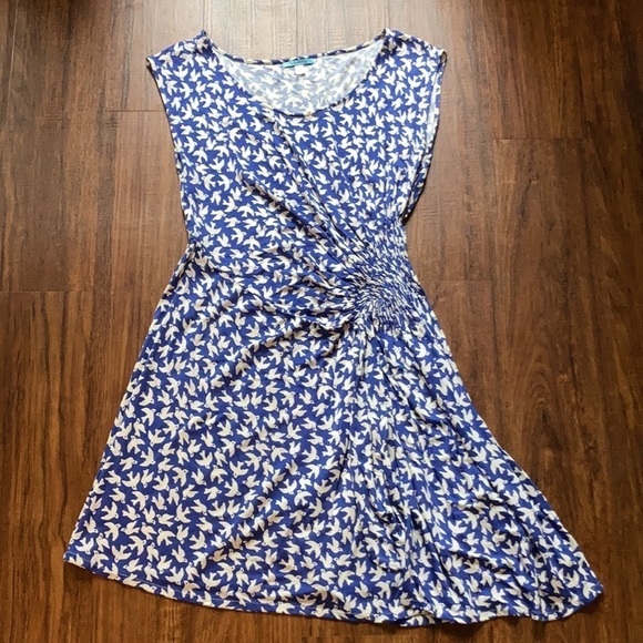 Anthropologie Brand Leifnotes bird blue white dress size small - Picture 2 of 9